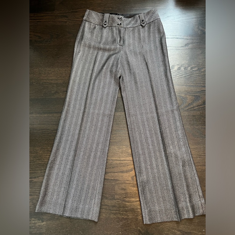 WHBM Legacy Wide Leg Black and Silverish Metallic Pants Sz 8R